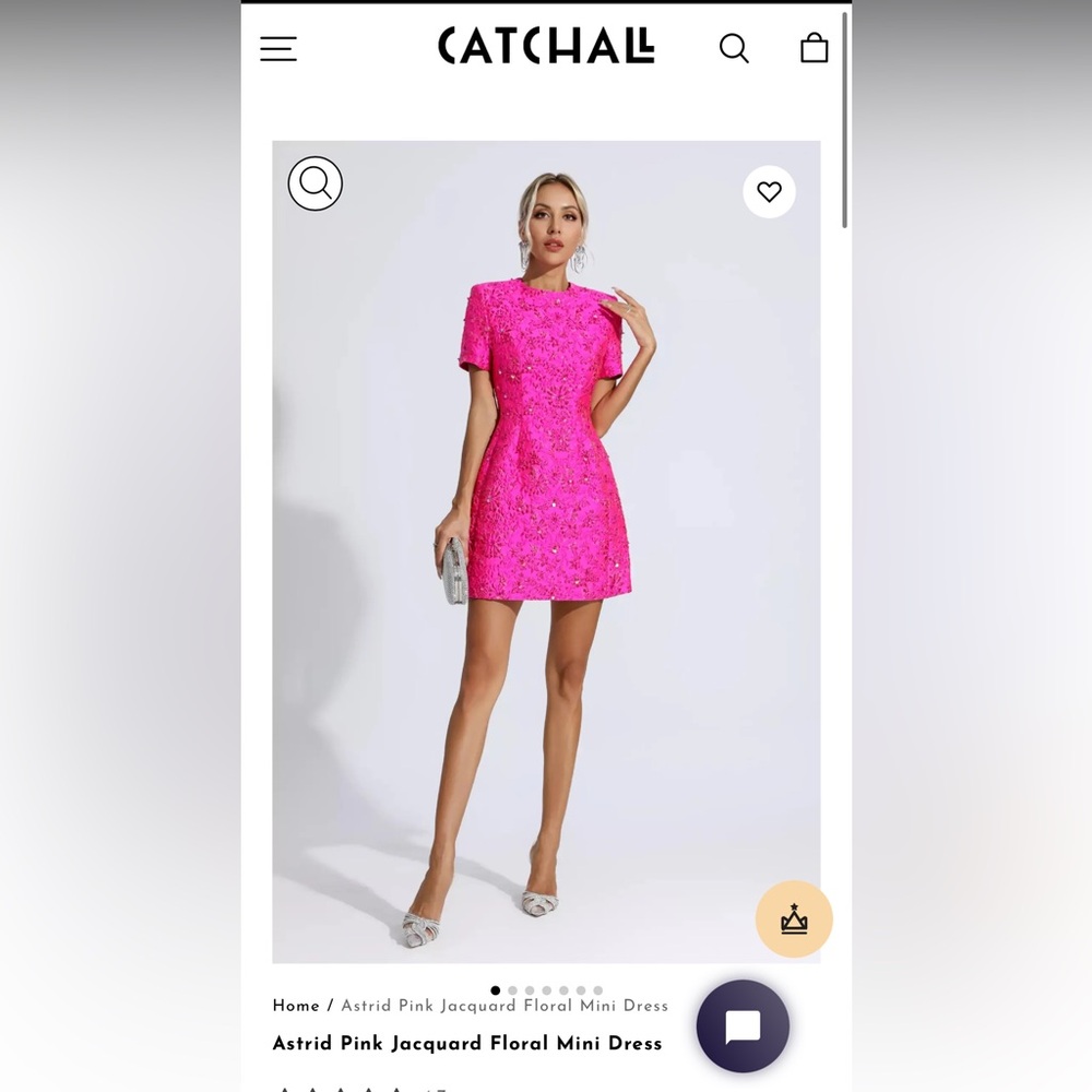 Astrid Pink Jacquard Floral Mini Dress